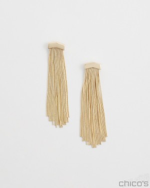 Chico's Gold Tone Tassel Earrings Earrings Gold | 394-APOIJE