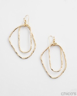 Chico's Gold Tone Textured Drop Earrings Earrings Gold | 473-ITCMUL