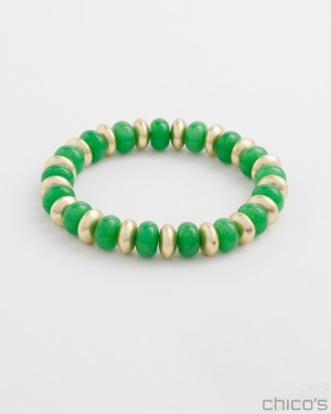 Chico's Green Beaded Stretch Bracelet Bracelets Verdant Green | 460-HFSEQP