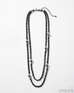 Chico's Hematite Convertible Necklace Necklaces Hematite | 620-KMTANV