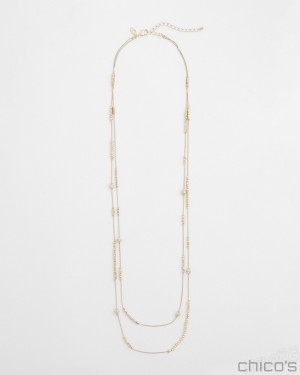 Chico's Hexie Multi-Strand Necklace Necklaces Gold | 941-JZDOLU