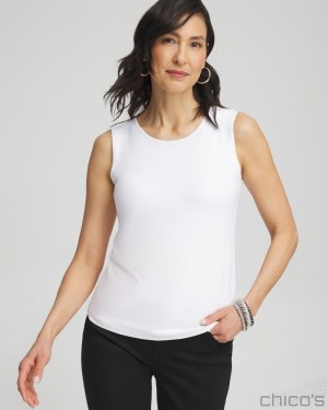 Chico's High Neck Microfiber Tank Tees & Tanks Optic White | 258-SEIANU