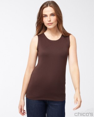 Chico's High Neck Microfiber Tank Tees & Tanks Cocoa Bean | 408-XCLPOZ