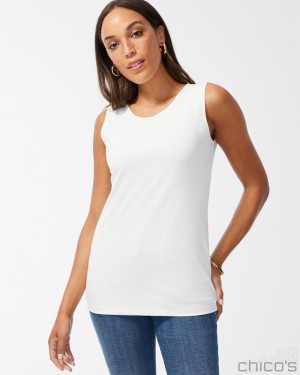 Chico's High Neck Microfiber Tank Tees & Tanks Ecru | 791-XTSHUK