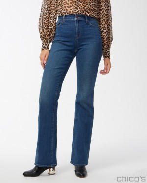 Chico's High Rise Flare Jeans Jeans & Denim Sequoia Indigo | 981-ZMXRCD