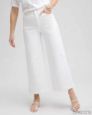 Chico's High Rise Wide Leg Cropped Jeans Jeans & Denim Alabaster | 829-YOLXRN