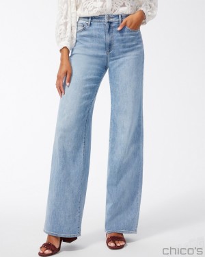 Chico's High Rise Wide Leg Jeans Jeans & Denim Stark Road Indigo | 413-CGPDBF