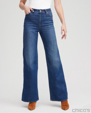 Chico's High Rise Wide Leg Jeans Jeans & Denim Violet Bloom Indigo | 584-PUDXYG