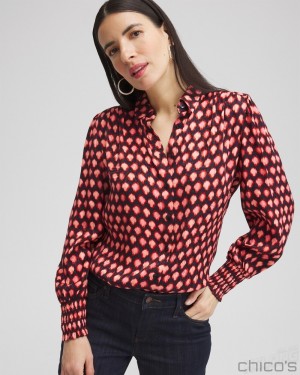 Chico's Jacquard Ikat Blouse Blouses & Shirts Classic Navy | 926-BCTLHU