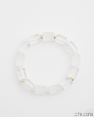 Chico's Jade Barrel Stretch Bracelet Bracelets Alabaster | 915-GHWMAO