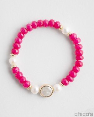 Chico's Jade Coin Hero Stretch Bracelet Bracelets PINK BROMELIAD | 496-VCEMKD