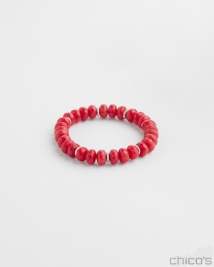 Chico's Jade & Mother of Pearl Stretch Bracelet Bracelets MADEIRA RED | 905-CHTVZG