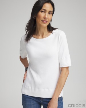 Chico's Jewel Neck Tee Tees & Tanks Alabaster | 460-WGULAJ