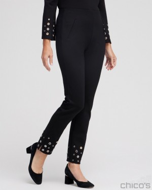 Chico's Juliet Grommet Detail Ankle Pants Pants Black | 017-FPEHVQ