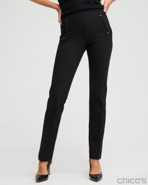 Chico's Juliet Lace Seam Pants Pants Black | 142-HJWVDT