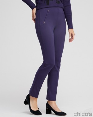 Chico's Juliet Ponte Trim Detail Ankle Pants Pants Dewberry | 498-PYOGAL