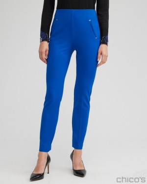 Chico's Juliet Ponte Trim Detail Ankle Pants Pants Cosmic Cobalt | 785-FJOXTA