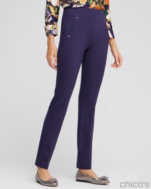 Chico's Juliet Ponte Trim Detail Pants Pants Dewberry | 809-ARCBPX