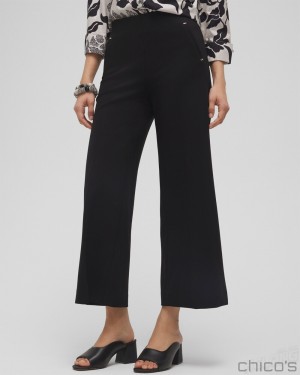 Chico's Juliet Ponte Wide Leg Cropped Pants Pants Black | 168-LWYSZH