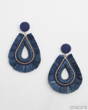 Chico's Jute Teardrop Earrings Earrings Denim | 142-DVYRXQ