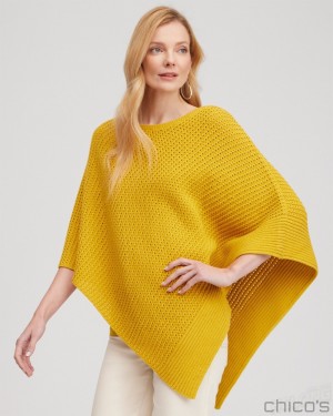 Chico's Knit Triangle Poncho Ponchos & Ruanas Golden Hour | 419-ELASMG