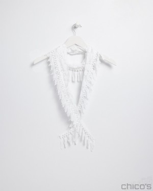 Chico's Lace Fringe Scarf Scarves Alabaster | 167-IMYKEQ