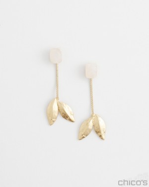 Chico's Leaf Drop Earrings Earrings Gold | 821-GOVSYZ