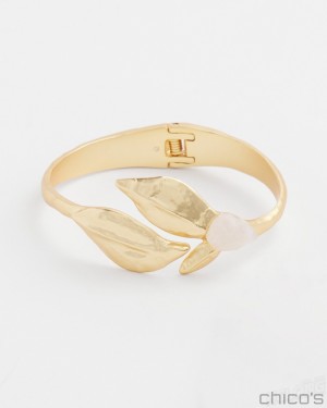 Chico's Leaf Hinge Bracelet Bracelets Gold | 519-LPQGFB