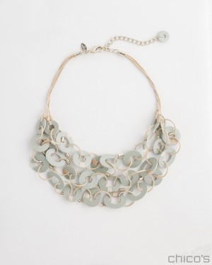 Chico's Leather Bib Necklace Necklaces Smokey Taupe | 276-ZVMWOJ