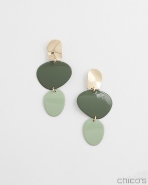 Chico's Linear Drop Earrings Earrings Olive | 190-IKQNBT