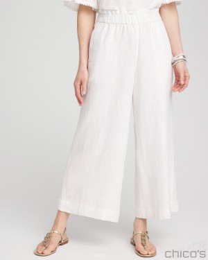 Chico's Linen Culottes Pants Alabaster | 927-QNXBFU