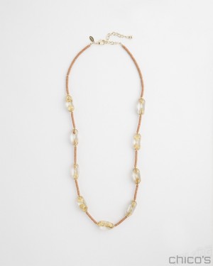 Chico's Lucite Gold Foil Necklace Necklaces Brown | 097-DEKUWS