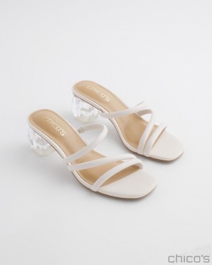 Chico's Lucite Heels Shoes Bone | 349-WCTQUR