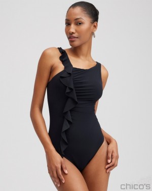 Chico's Magicsuit Cascade Lexi One Piece Swimsuit Swim Navy | 456-RZYECG