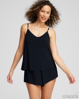 Chico's Magicsuit Mila Swim Romper Swim Black | 465-AVHSIQ