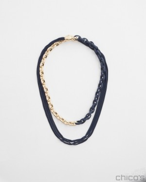 Chico's MagneticMix Navy Multistrand Necklace Necklaces Navy | 486-SZCTRM