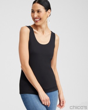 Chico's Microfiber Tank Tees & Tanks Black | 970-OHXWYC