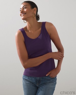 Chico's Microfiber Tank Tees & Tanks Midnight Violet | 738-RPLING