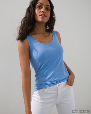 Chico's Microfiber Tank Tees & Tanks Wisteria Blue | 425-QYZIWG