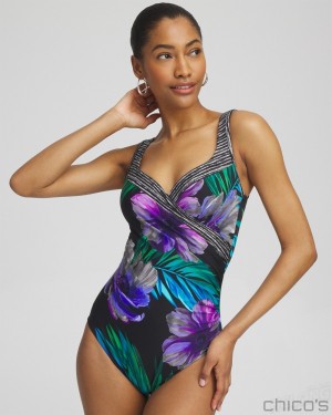 Chico's Miraclesuit Flora Aura It's A Wrap Swimsuit Swim Multi | 174-TZGPMW