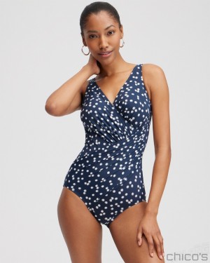 Chico's Miraclesuit Luminare Oceanus One Piece Swim Navy | 093-AOUTWN