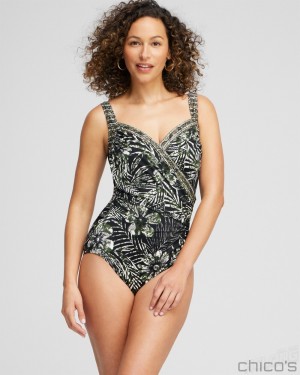 Chico's Miraclesuit Zahara Sanibel One Piece Swim Black | 570-FBSMJV