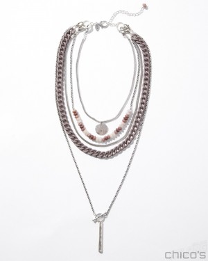 Chico's Multistrand Convertible Necklace Necklaces Silver | 532-ZOGCWY