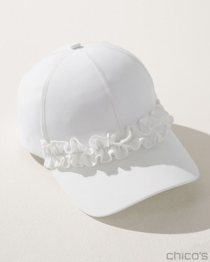 Chico's Neema UPF Ruffle Baseball Cap Hats Alabaster | 780-WLKDQR