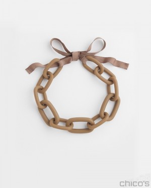 Chico's Neutral Links Necklace Necklaces Smokey Taupe | 792-TGEFXD