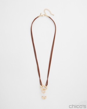 Chico's Neutral Pendant Necklace Necklaces Brown | 547-YFXHUO