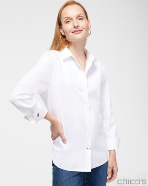 Chico's No-Iron Stretch Shirt Blouses & Shirts Optic White | 527-AMHOUL