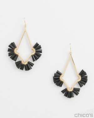 Chico's No Droop Black Glass Bead Earrings Earrings Black | 412-LYSQWZ