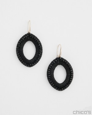 Chico's No Droop Black Navette Earrings Earrings Black | 527-RLAUBZ