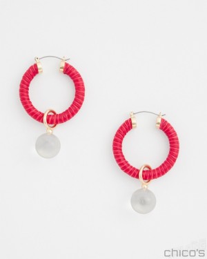 Chico's No Droop Convertible Red Hoops Earrings MADEIRA RED | 937-JCBSAZ